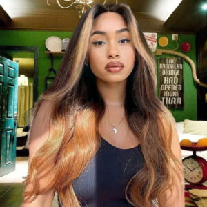 Sterly Hair T1B/4/27 Highlights Brown Ombre Wigs Highlight Body Wave Wigs