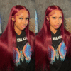 Sterly #99J Straight Hair Wig 5x5 /13×6 Burgundy Lace Front Human Hair Wig