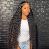 Long Hair Wigs For Women Water Wave Human Hair Invisible Wigs 180% Density 32-40inch