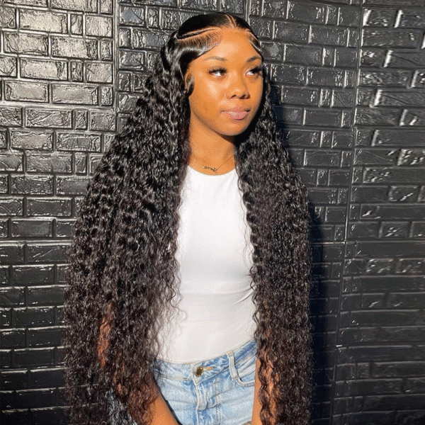 Long Hair Wigs For Women Water Wave Human Hair Invisible Wigs 180% Density 32-40inch
