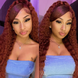 Affordable Reddish Brown /#99J Burgundy Deep Wave Wig Sterly 13×6 Full Lace Frontal Human Hair Wigs