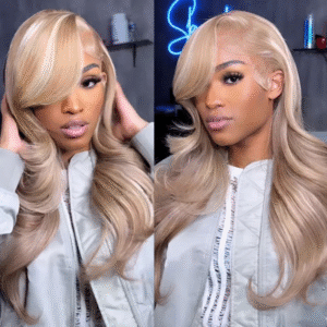 Sterly P12/613 Highlight 13x4 Lace Front Mixed Brown&Blonde Color Body Wave Human Hair Wig