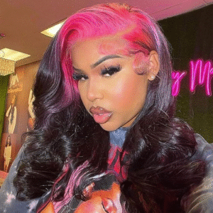 Sterly Pink Roots 13x6 Lace Front Wigs Human Hair Ombre Pink Wigs Human Hair