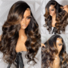 250% Density | Balayage Light Brown Loose Body Wave Glueless Transparent Lace Front Wig