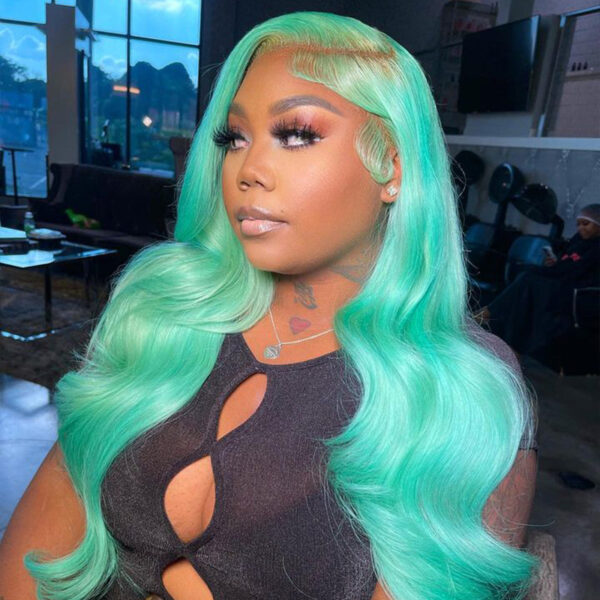 Sterly Mint Green Human Hair Wig Straight/Body Wave Lace Front Wig