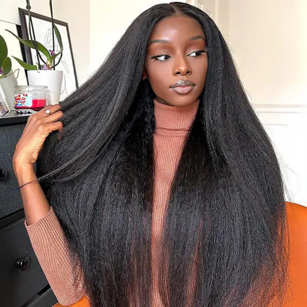 Sterly Yaki -Straight 4×4 HD Transparent Closure Wigs Human Hair Wigs For Women