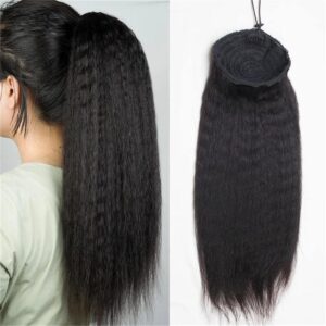 Sterly Yaki Straight Human Hair Drawstring Ponytail Human Hair Extensions