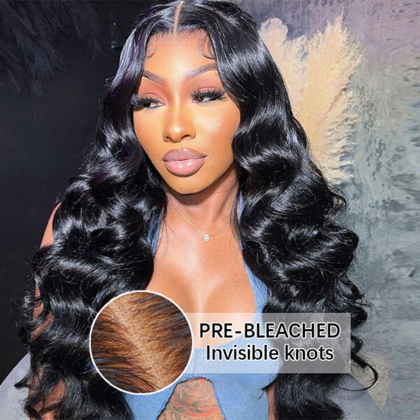 Wear Go Glueless pre-bleached Knots Body Wave 7×5 Pre-cut Lace Human Hair Wig