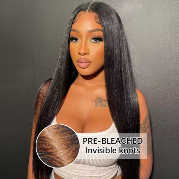Straight Hair Pre-cut Lace Wear Go Glueless Wig pre-bleached Knots Human Hair Wig(7×5 Lace 26"=$219)