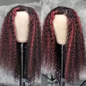 Sterly Burgundy Highlight Curly Wave Wig P1B/99J Colored Lace Frontal Human Hair Wig