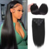 Sterly #1 Jet Black Straight Clip-in Human Hair 8 Pices With 18 Clips 120g