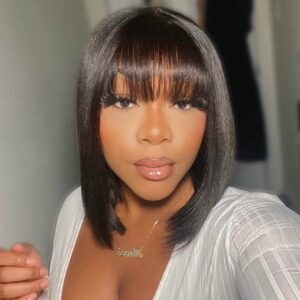 Sterly HD Lace Wear And Go Glueless Bob Wigs With Bang 4×4/13×6 Yaki Straight Bob Wigs