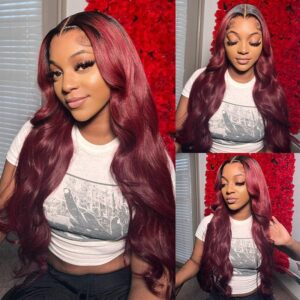 T1B/99J Ombre Colored Hair Wig Sterly Glueless Body Wave Lace Front Wigs Human Hair