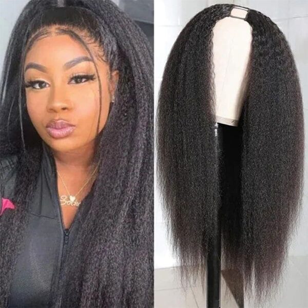 12-32inch Glueless U Part Kinky Straight Hair Wigs