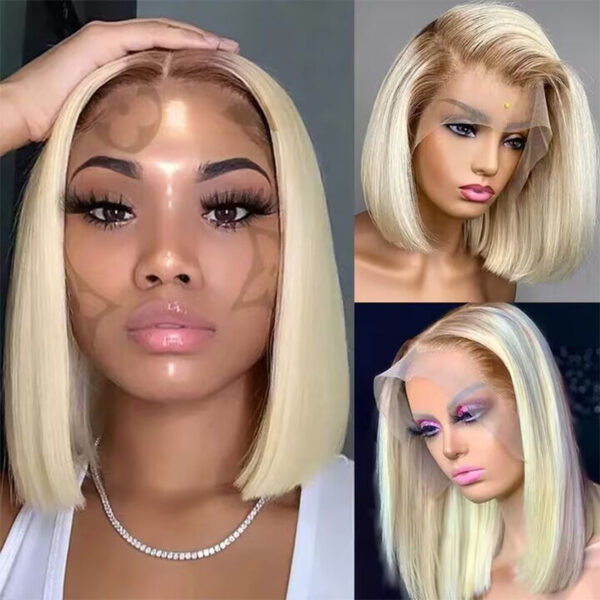 Sterly T4/613 Ombre Colored Bob Wig 13x4 HD Lace Straight Human Hair Wigs