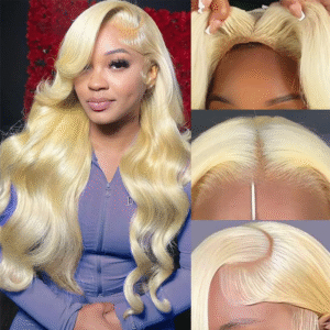 Pre-Cut Lace Glueless Blonde 5×5 Closure Wig Human Hair 250% Density Body Wave / Straight Hair