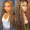 Sterly 13x6 HD Transparent Lace Front Closure Colored Human Hair Wigs Highlight Deep Wave Frontal Wigs