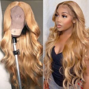 Sterly #27 Light Brown Body Wave Human Hair Lace Wigs For Black Women