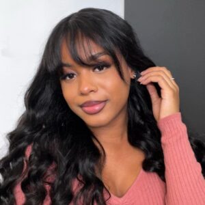 Sterly Body Wave Wigs With Bangs None Lace Front Wigs Human Hair Wigs Glueless Machine Made Wigs For Black Women