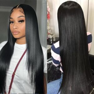 #1 Jet Black Hair Wig Sterly Straight Hair Lace Front Wigs Human Hair
