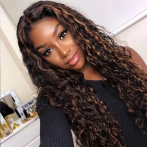 Sterly #FB30 Balayage Colored Highlight Wig Transparent Lace Water Wave Lace Front Wigs