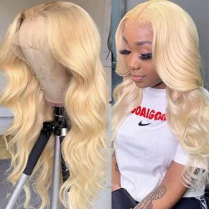 Sterly Hair 100% Human Hair 613 Blonde Body Wave 4×4/5x5 Lace Closure Wig