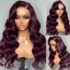 Hot&Pop Trend Dark Purple Plum Colored Lace Front Human Hair Wig
