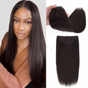 Sterly #2 Dark Brown Straight Clip-in Human Hair 8 Pices With 18 Clips 120g