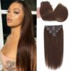 Sterly #4 Chocolate Brown Straight Clip-in Human Hair 8 Pices With 18 Clips 120g