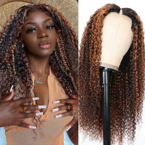 Sterly Glueless V Part Curly Wig #FB30 Balayage Highlights Wigs Beginner Friendly Upgrade U Part Wig