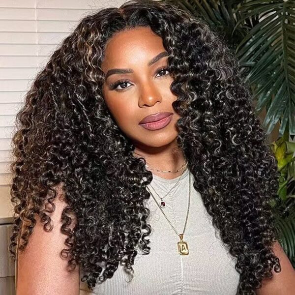 Sterly Hair Honey Blonde Highlight Wig 13x6 5x5 Lace Front Curly Human Hair Wigs
