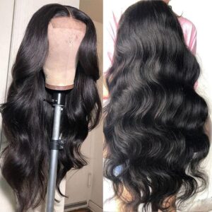 Sterly Affordable 4×4 HD Transparent Body Wave Closure Lace Wigs Human Hair
