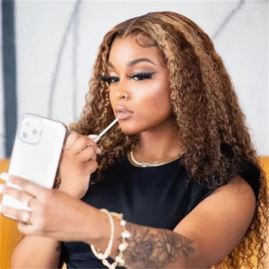 Sterly 13x6 HD Transparent Lace Front Closure Colored Human Hair Wigs Highlight Curly Frontal Wigs