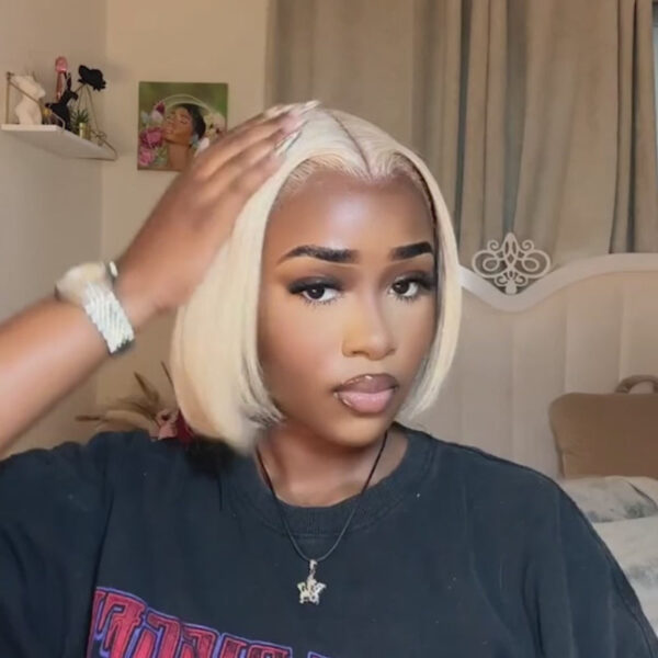 #613 Blonde Straight Bob Wig 7x6 Human Hair Wigs