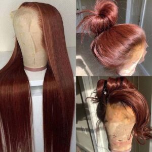 Sterly Reddish Brown Straight Human Hair Wigs 13x4/13x6 Lace Frontal Red Brown Wig