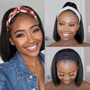 Headband Bob Wig Human Hair Straight Short Bob Wigs For Black Women Sterly Hair